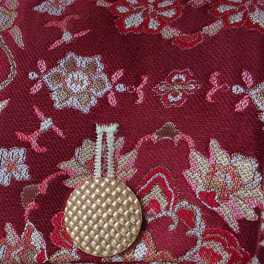 Nora jacquard statement coat detail shot of cuff and button - Nastaran womens coat 