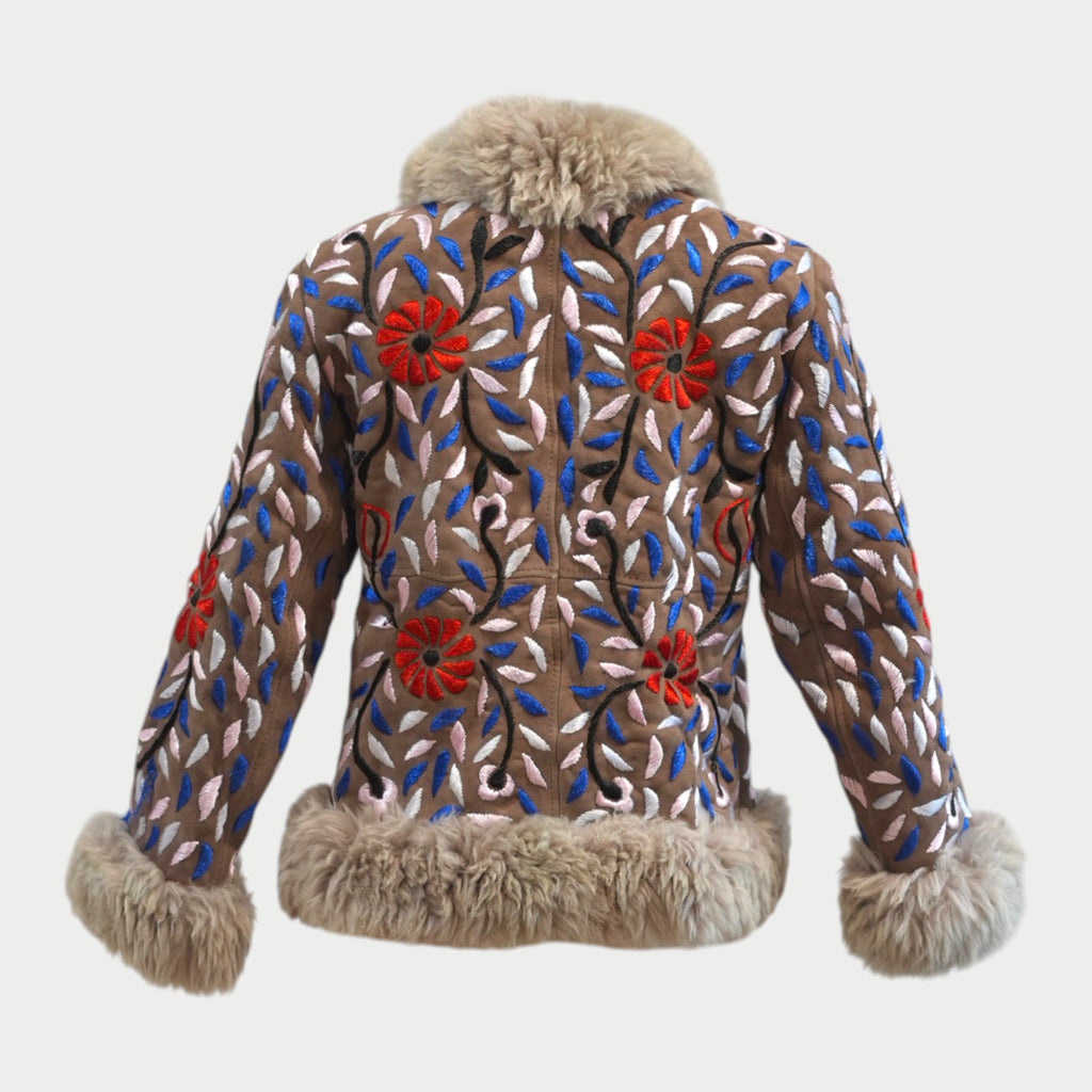 Hand embroidered floral jacket - back 