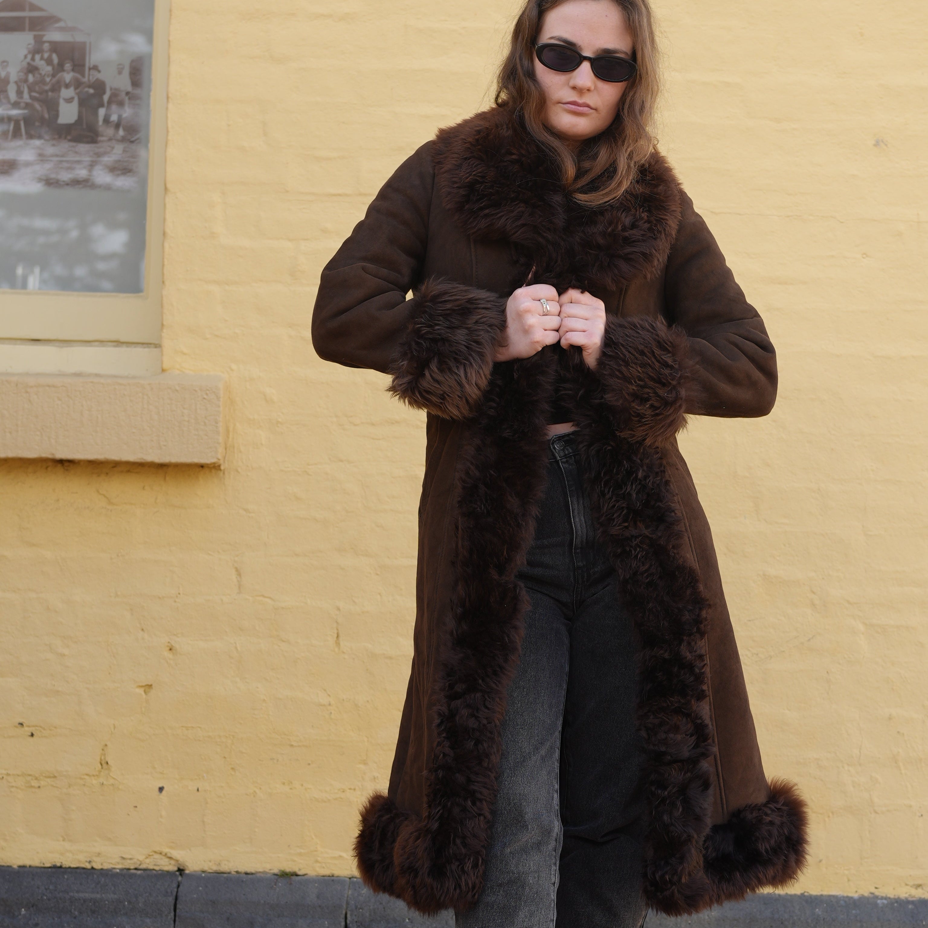 Women's authentic Afghan coat in chocolate 