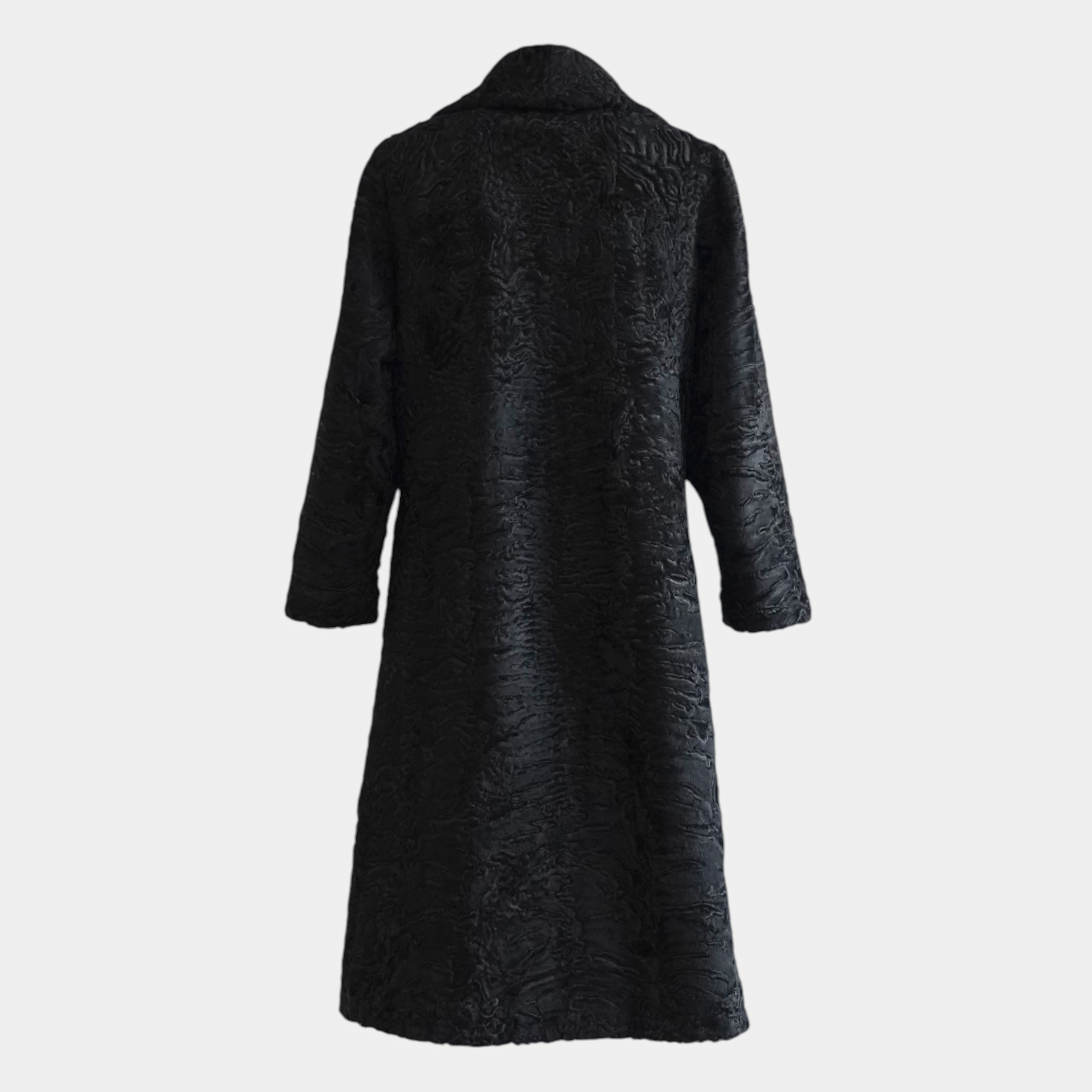 Black long Afghan karakul womens coat 