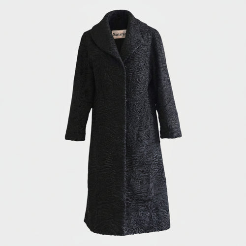 Long black authentic karakul coat - handmade in Afghanistan