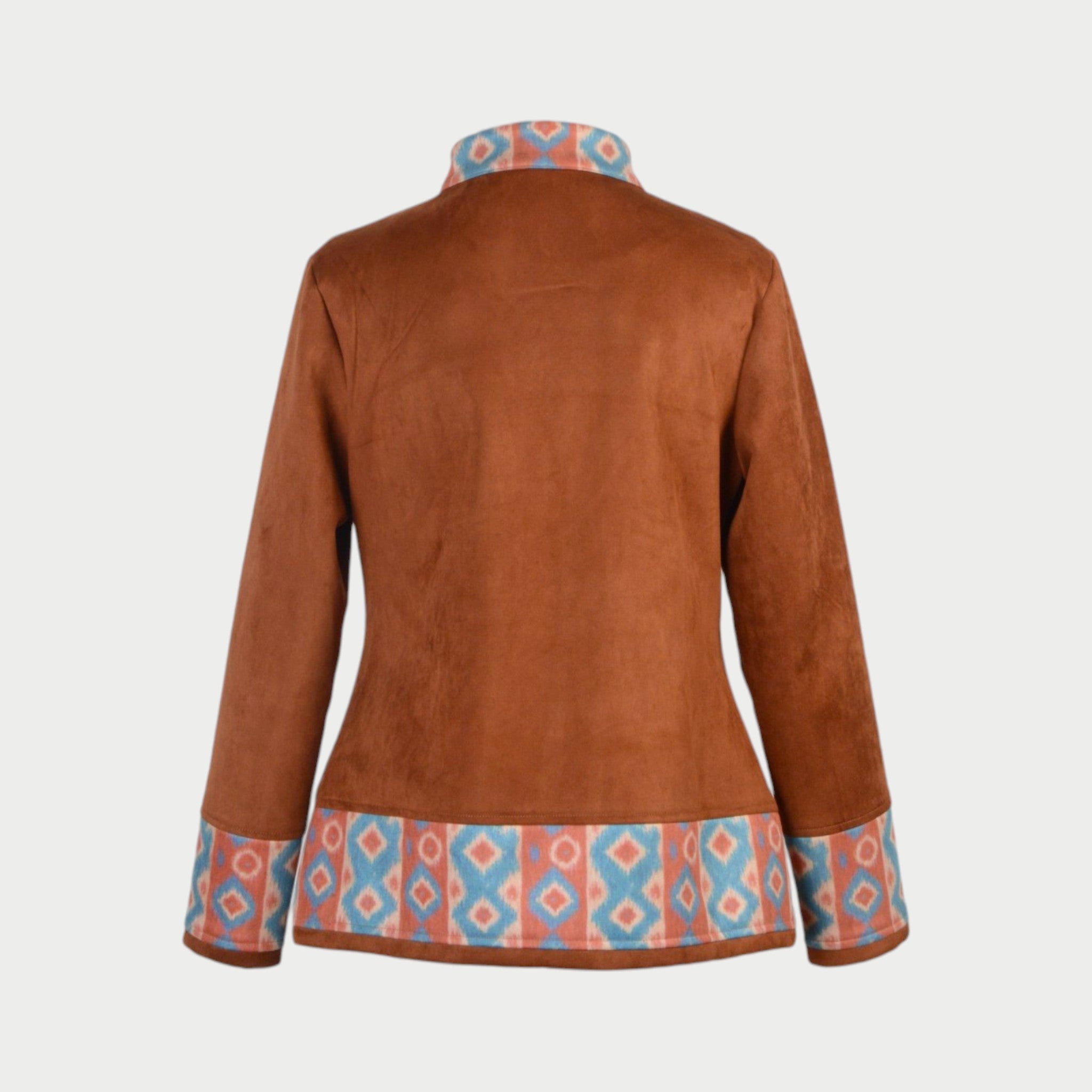 Womens Ikat print faux suede jacket