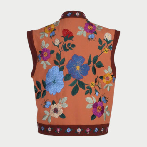Floral embroidered womens waistcoat 