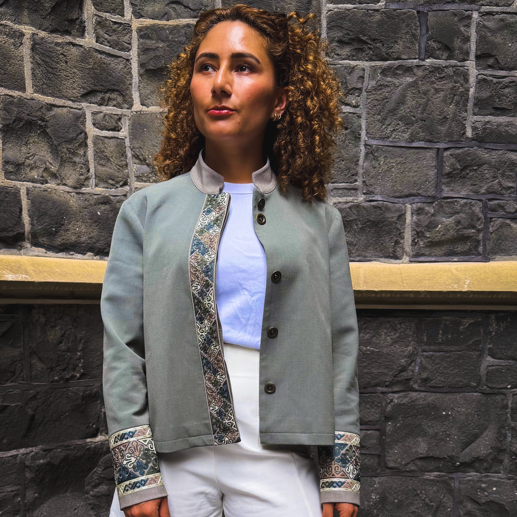 Nadia Turkmen style geometric embroidered women's jacket - Nastaran