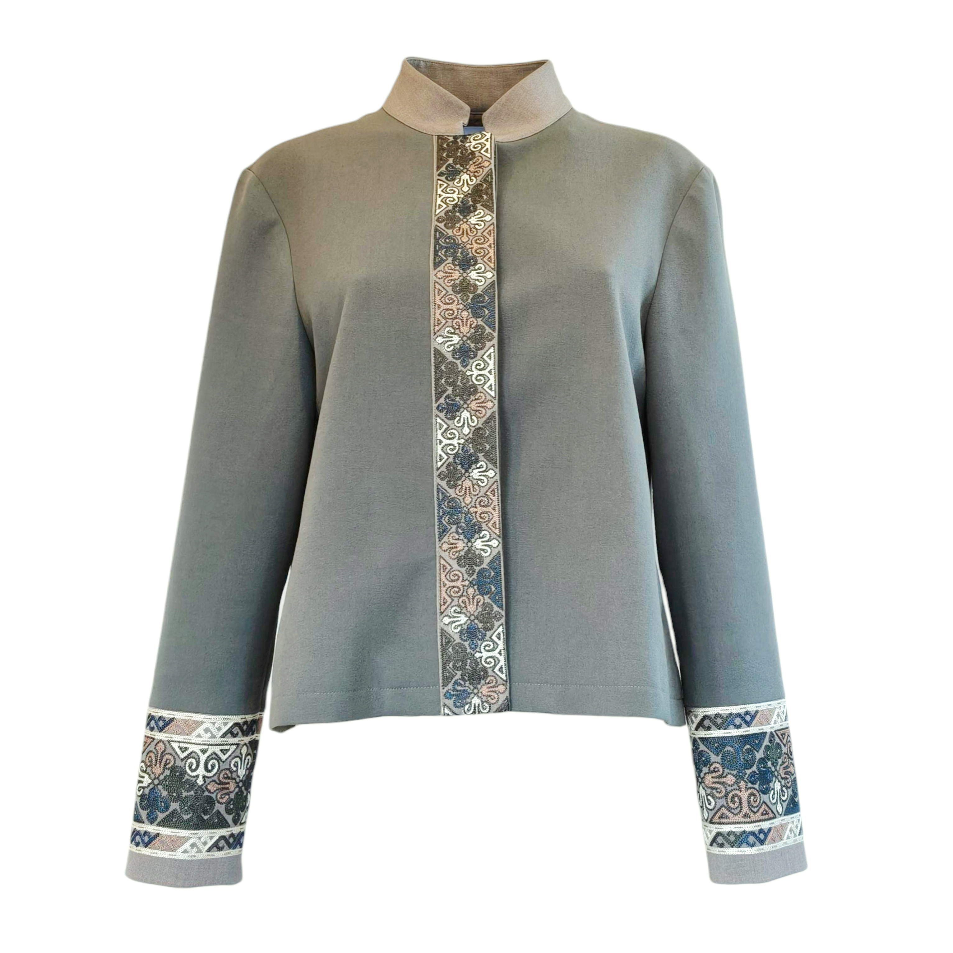 Nadia Jacket with Embroidered Cuff & Front Panel