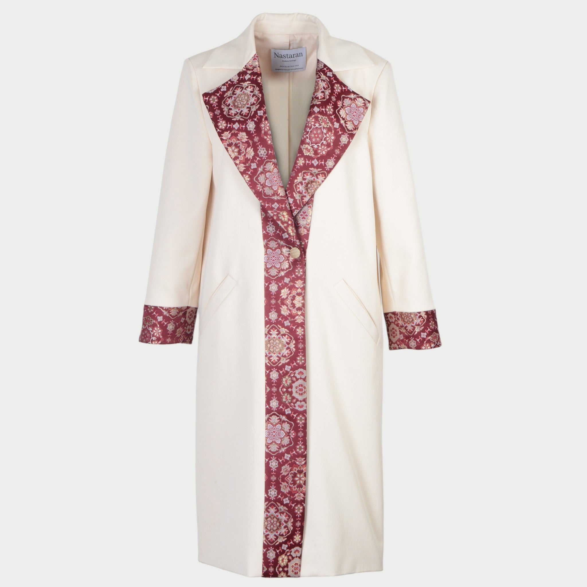 Jacquard womens coat silk road style 